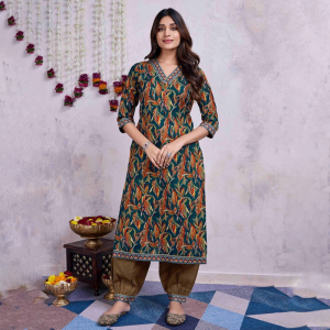 Women Printed Regular Gotta Patti Pure Cotton Kurta with Salwar
