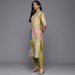 Floral Embroidered Beads & Stones Pure Silk Kurta With Trousers & Dupatta