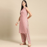 Floral Printed Boat Neck Pure Cotton Kurta With Salwar & Dupatta