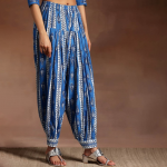 Blue Floral Printed Round Neck Pure Cotton Straight Kurta With Salwar & Dupatta